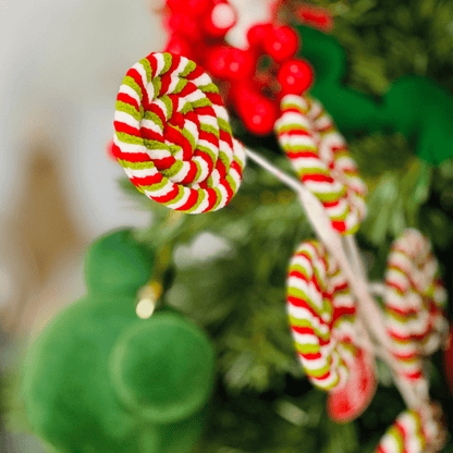 Galho Natalino Pirulito Verde, Vermelho e Branco 56cm