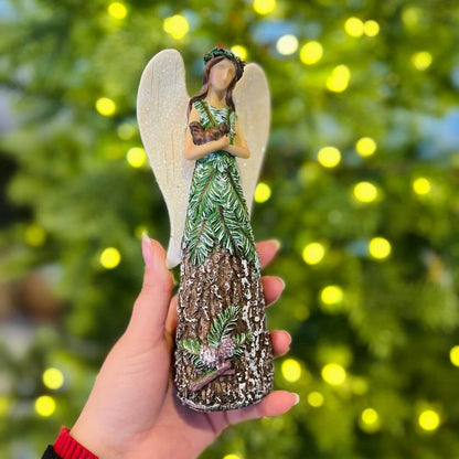 Enfeite Natalino Anjo com Tronco em Resina – 19,5cm
