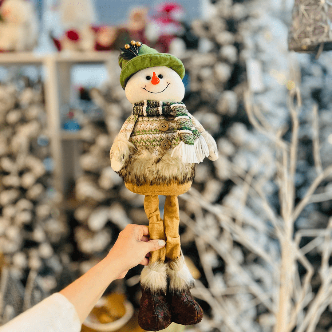 Boneco de Neve Natalino Em Pé Verde 53cm