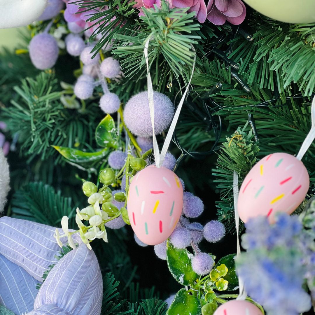 Jogo de 9 Ovos Decorativos para Pendurar Rosa - 6cm