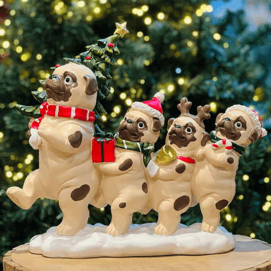 Familia de Cachorros Natalina de Resina 34,5x40cm