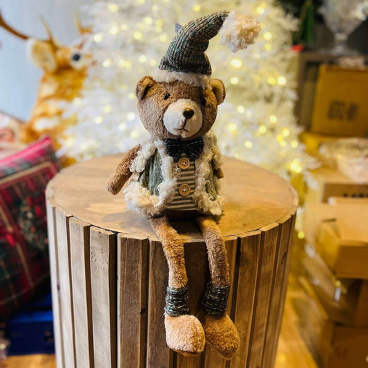 Urso Natal Menino Sentado Marrom e Verde – 65cm