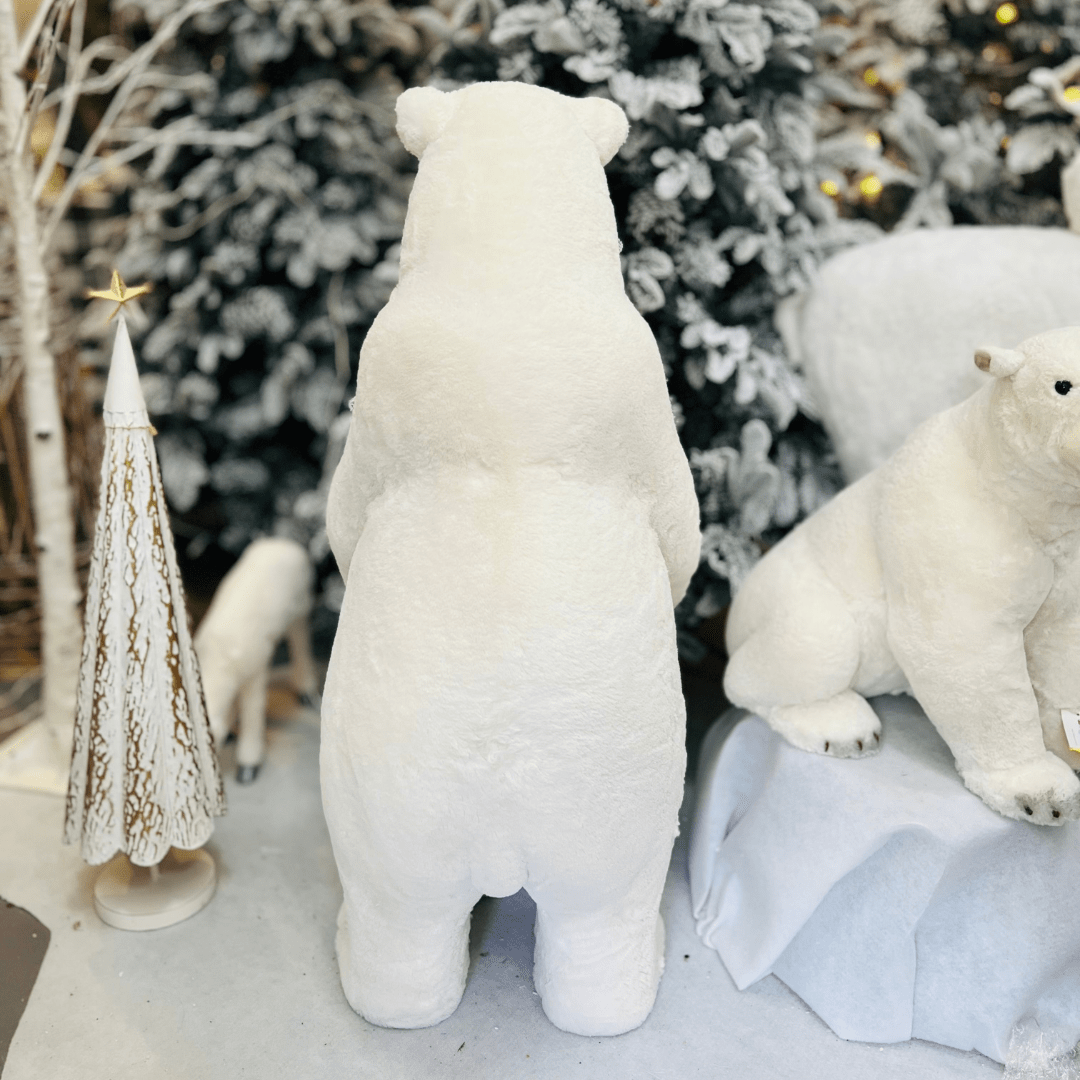 Urso Polar Natalino Mãe e Filhotes Com Glitter 100x50cm