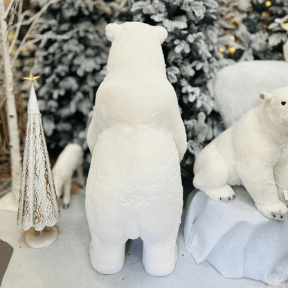 Urso Polar Natalino Mãe e Filhotes Com Glitter 100x50cm