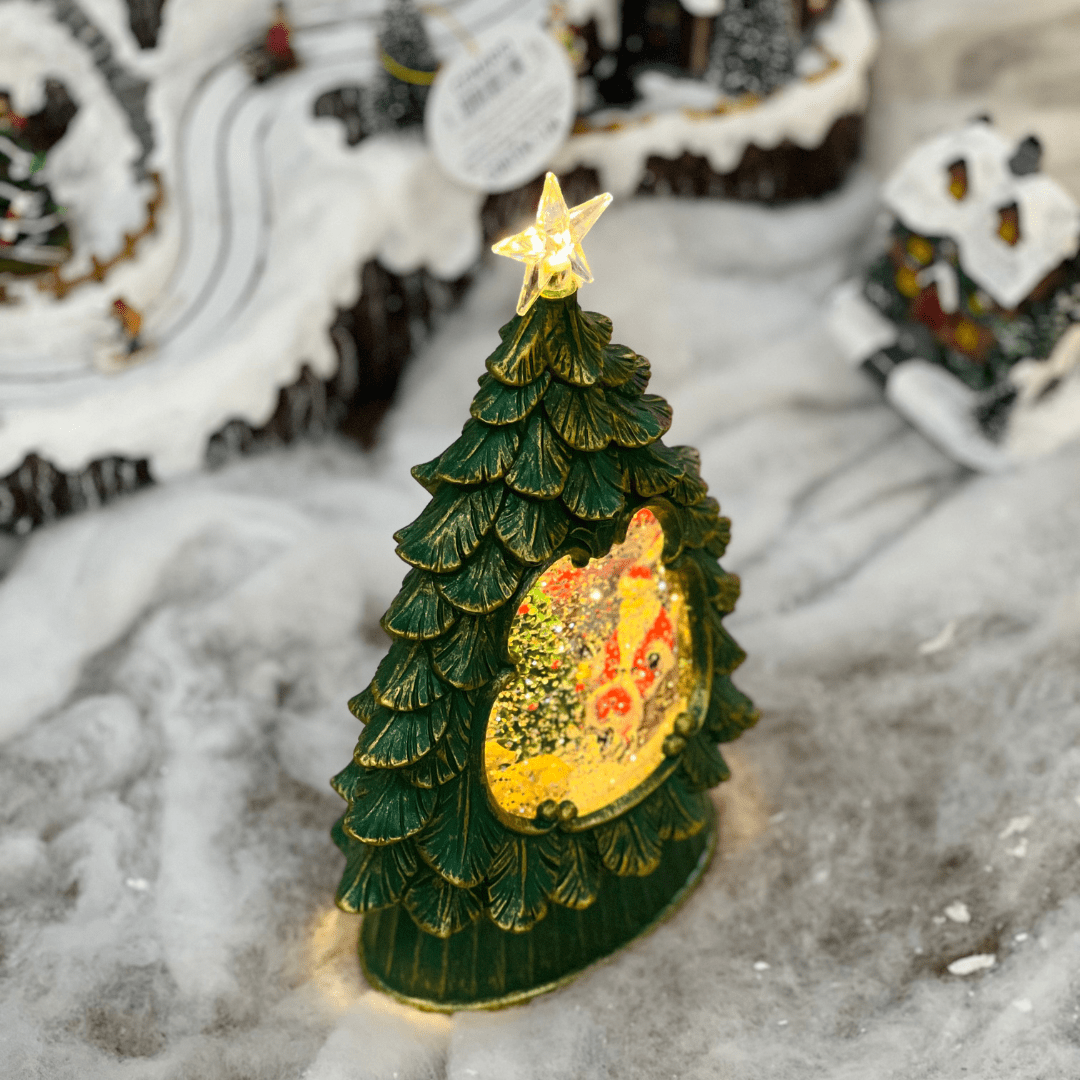 Árvore Natalina Globo de Água Com Led de Resina 26x9,7x16,3cm