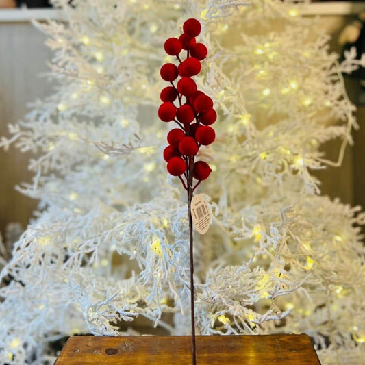 Galho C/ Frutos Foscos Vermelho - 52cm