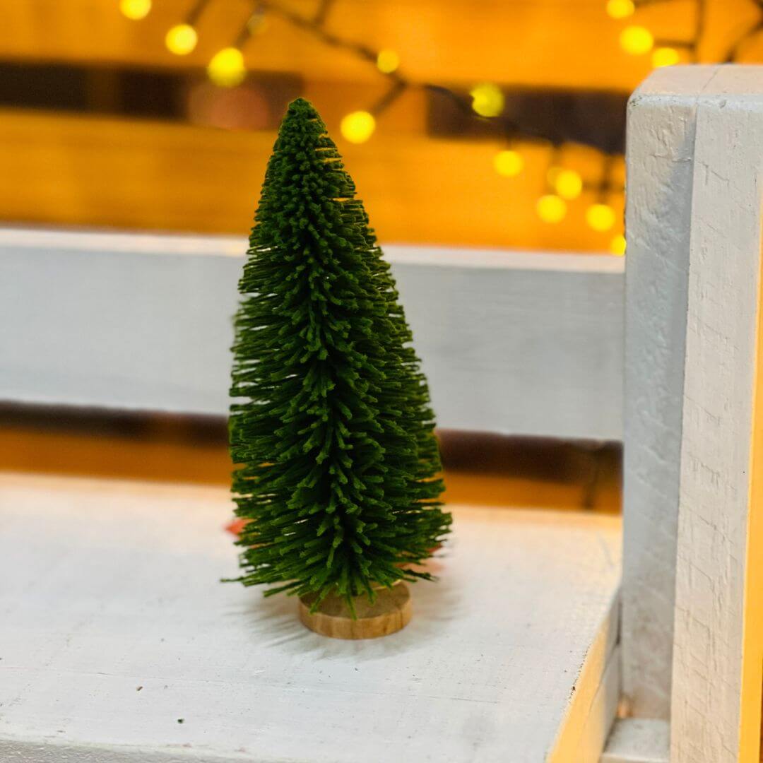 Enfeite Árvore Flocada Verde – 15cm