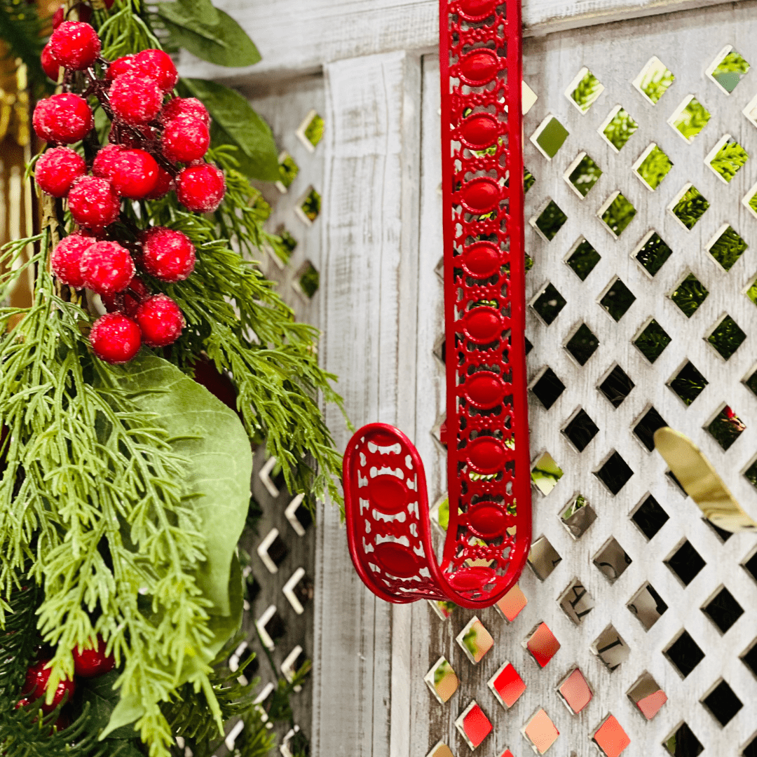 Suporte de Guirlanda Natalino Vazado Vermelho 38x10cm