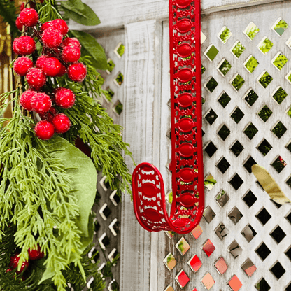 Suporte de Guirlanda Natalino Vazado Vermelho 38x10cm