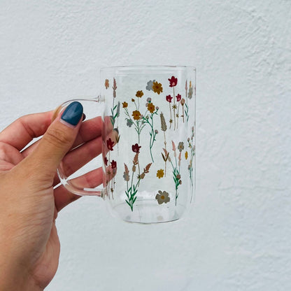 Conjunto de 2 Canecas Vidro Borossilicato Flores - 280ml