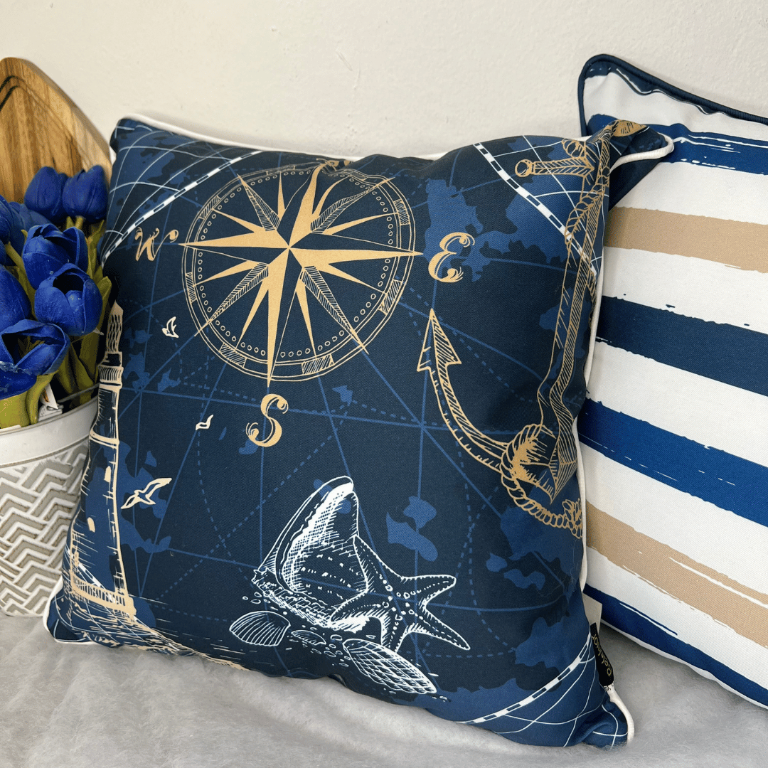 Capa de Almofada Nautica Farol Com Cordone 43x43cm