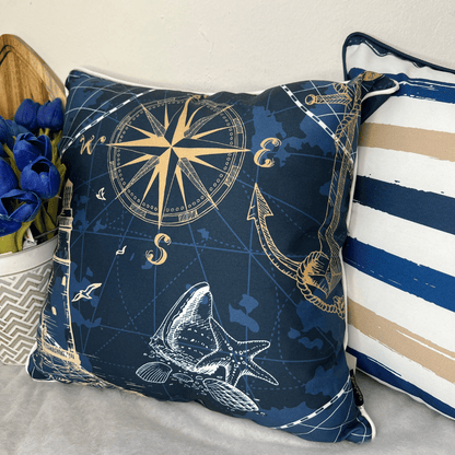 Capa de Almofada Nautica Farol Com Cordone 43x43cm