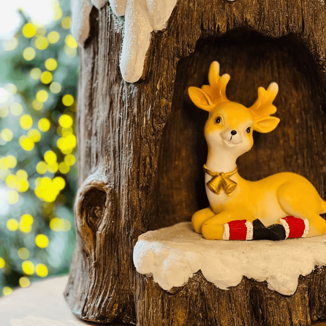 Base de Árvore de Natal Tronco com Rena – 35cm