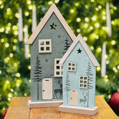 Casa Natalina Alce de Feltro e Mdf Verde 13,5x25,5cm - Handmade