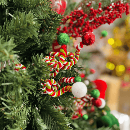 Galho Natalino Candy Espiral Pompom 35cm