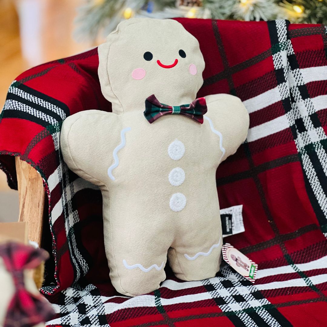 Almofada Natalina Formato Gingerbread Com Bordado - 37cmx52