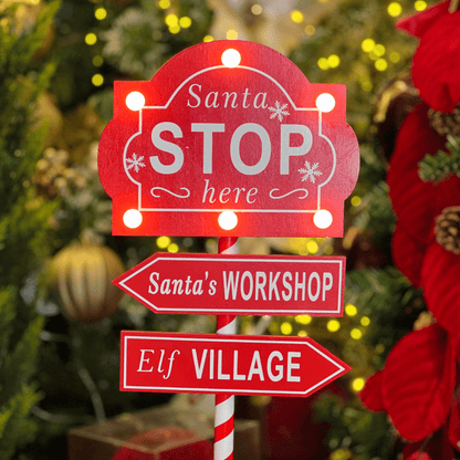 Placa Setas Santa Stop Com Led 41x25cm