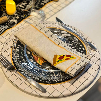Guardanapo Pizza Com Bordado - 40cmx40cm