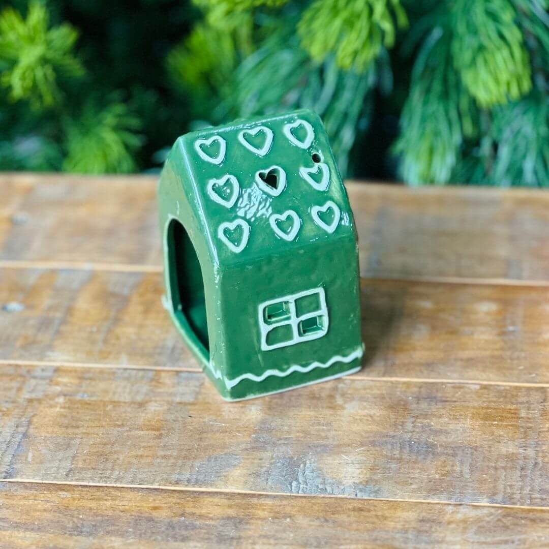 Porta-Velas Cerâmico Casa – 11cm