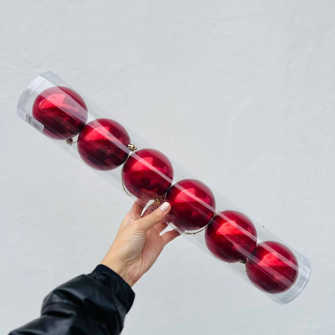 Jogo Com 6 Bolas Natalinas Perolada - 8cm