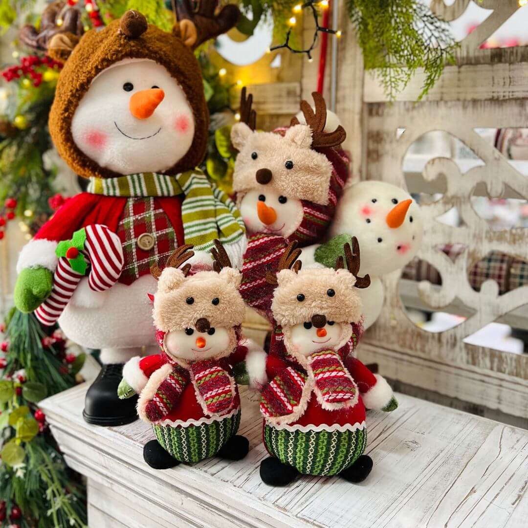 Boneco de Neve Vermelho e Verde - 17cm