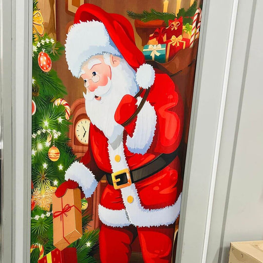 Cobre Porta Natalino Papai Noel Árvore – 90 x 210cm