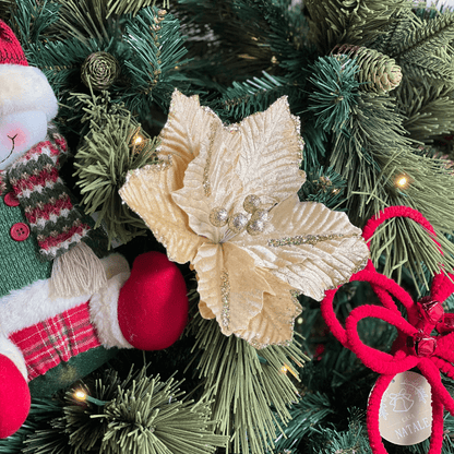 Flor Natalina Poinsetia Dourada 25cm