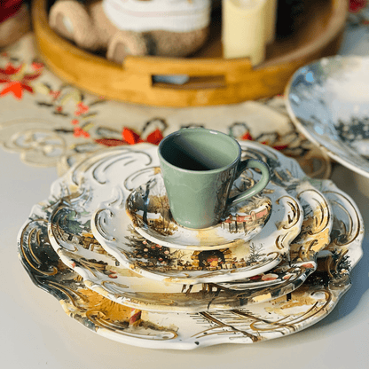 Prato de Sobremesa Noite de Neve de Cerâmica 20cm