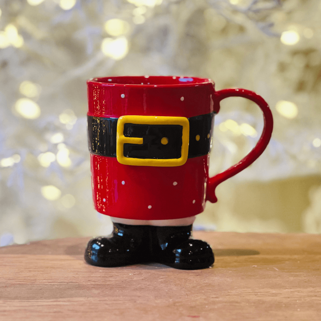 Caneca com Pés de Papai Noel - 14 cm