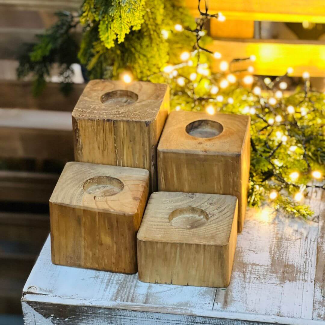 Conjunto Natural com 4 Cubos Porta-Velas