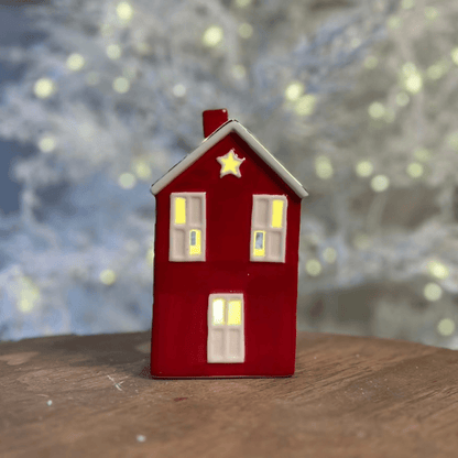 Casa Decorativa com Estrela e LED – 16cm