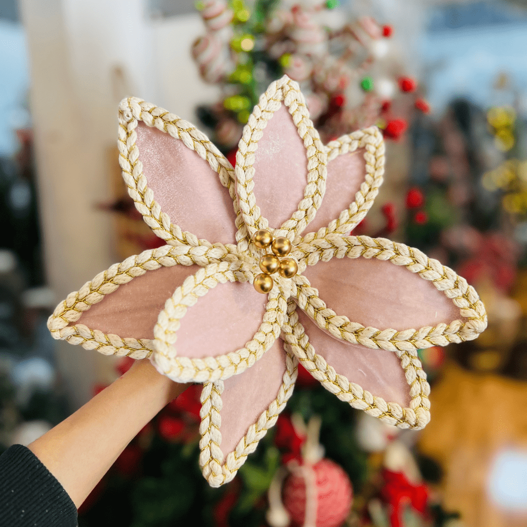 Flor Natalina Bico de Papagaio Aveludada Rosa 30x19cm