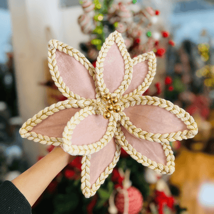 Flor Natalina Bico de Papagaio Aveludada Rosa 30x19cm