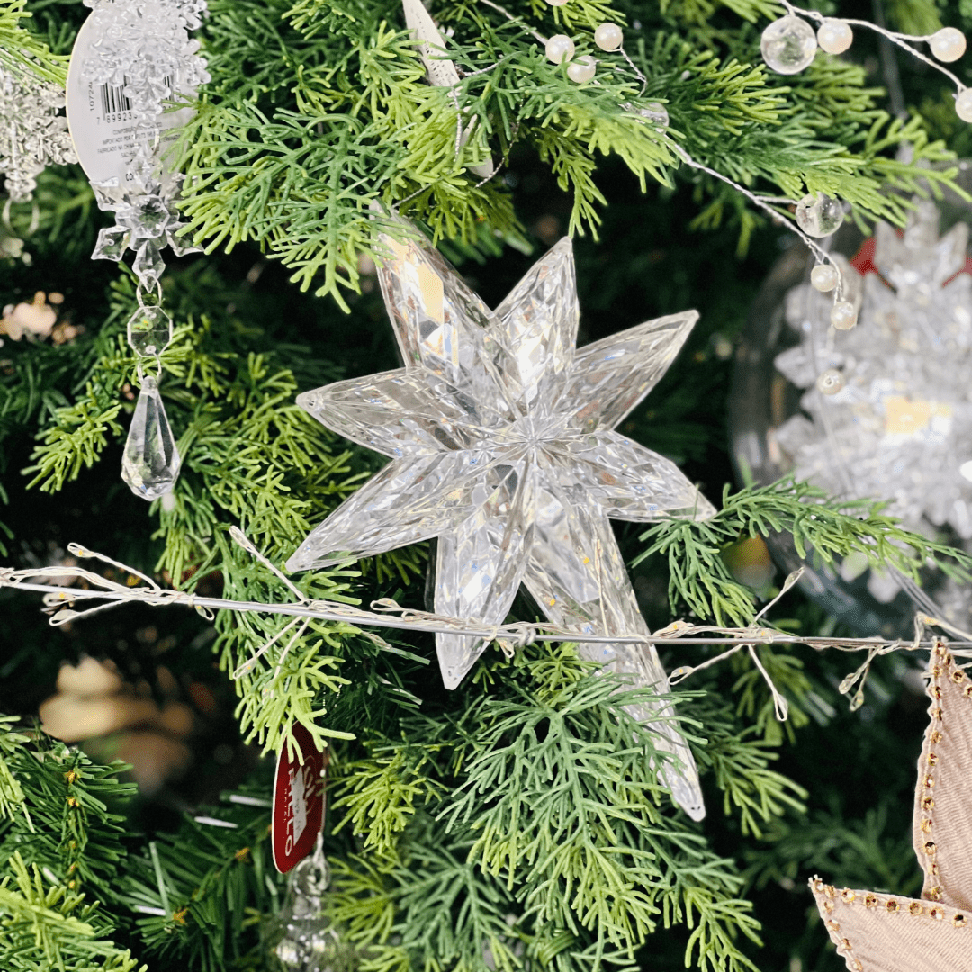 Estrela Natalina Cristal de Acrílico 20x15cm - para Pendurar