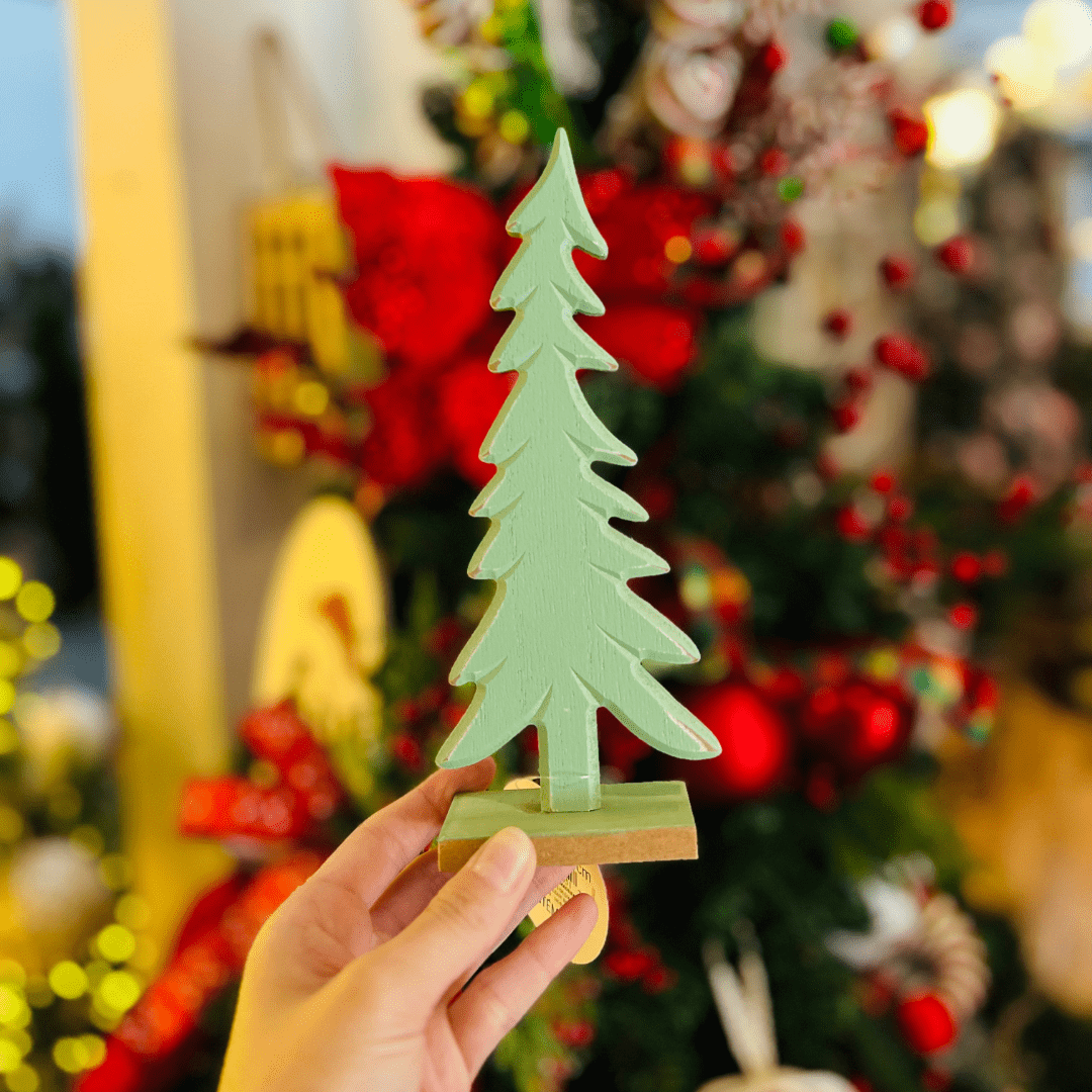 Árvore Natalina Verde de Madeira 21cm