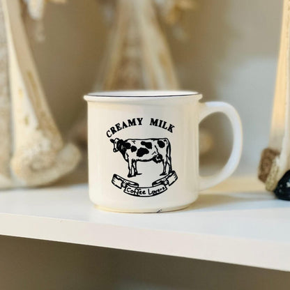 Caneca de Porcelana Creamy Milk Branca e Preta - 260ml