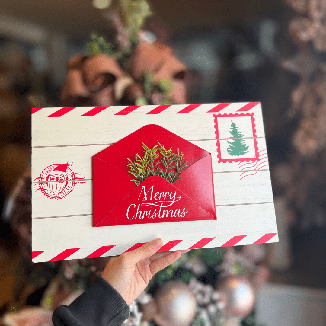 Placa Decorativa Natalina Carta Ao Noel 35,5x2,5x22cm