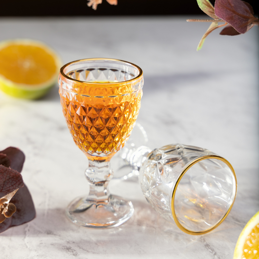 Taca de Licor de Vidro Com Fio de Ouro Diamond 50ml