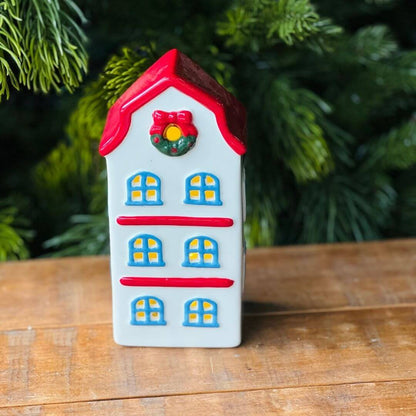 Casa Decorativa de Cerâmica com Luz LED | 15,5cm
