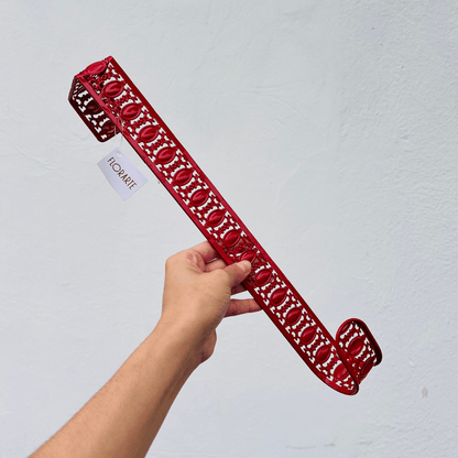 Suporte de Guirlanda Natalino Vazado Vermelho 38x10cm