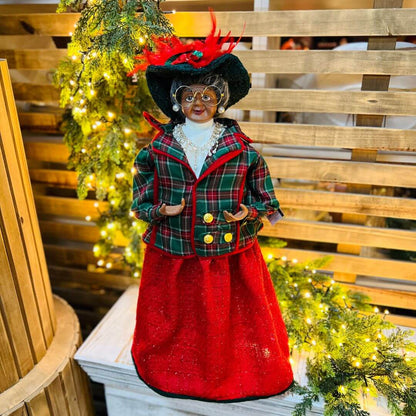 Mamãe Noel Negra Natalina Xadrez - 60 cm