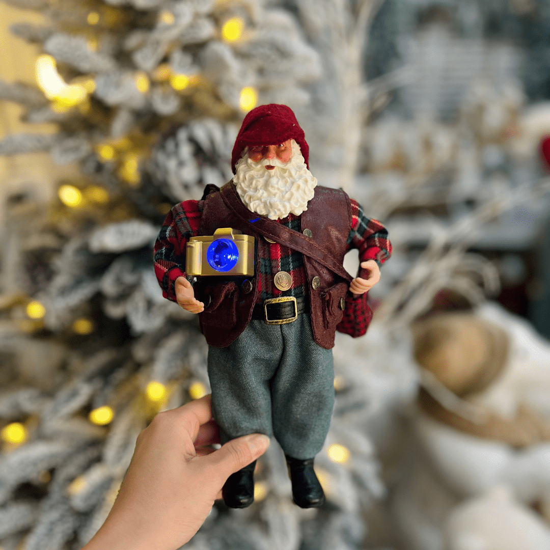 Papai Noel Colecionável Turista Com Led 30cm