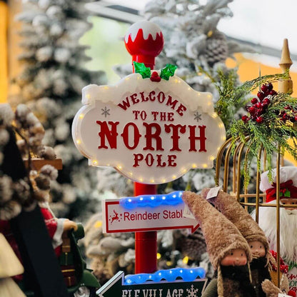 Placa Natalina North Pole com Música e LED – 95 x 29,6cm