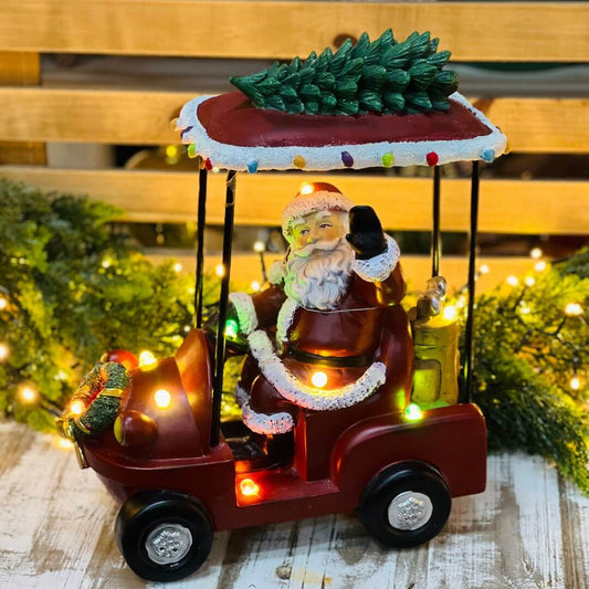 Carrinho Papai Noel em Resina | 35 x 32 cm