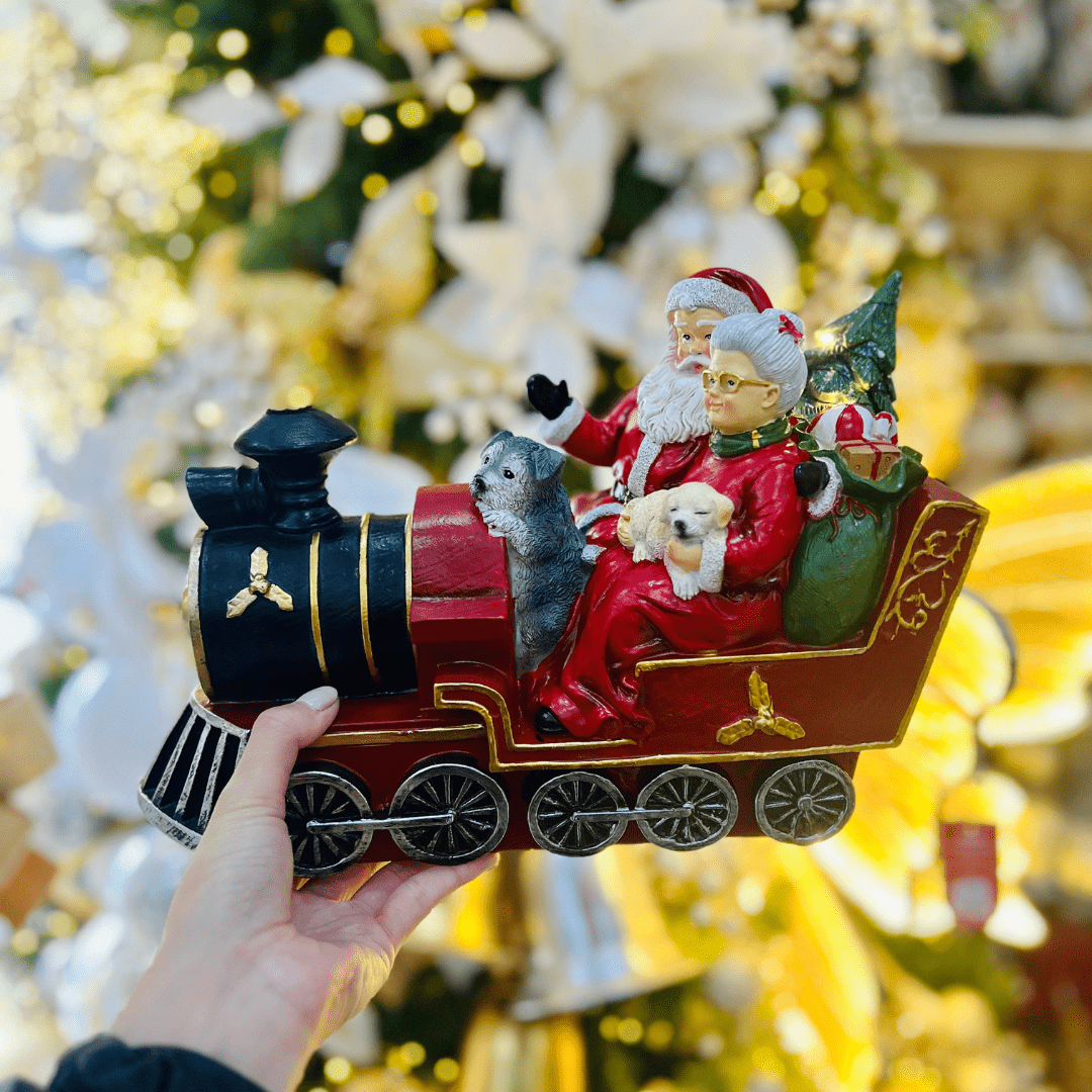 Trem do Noel Com Led de Resina 21,5x32cm