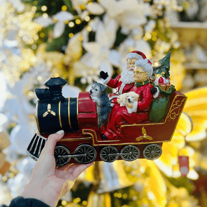 Trem do Noel Com Led de Resina 21,5x32cm