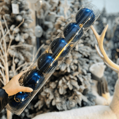 Jogo Com 6 Bolas Peroladas Azul Escuro 10cm