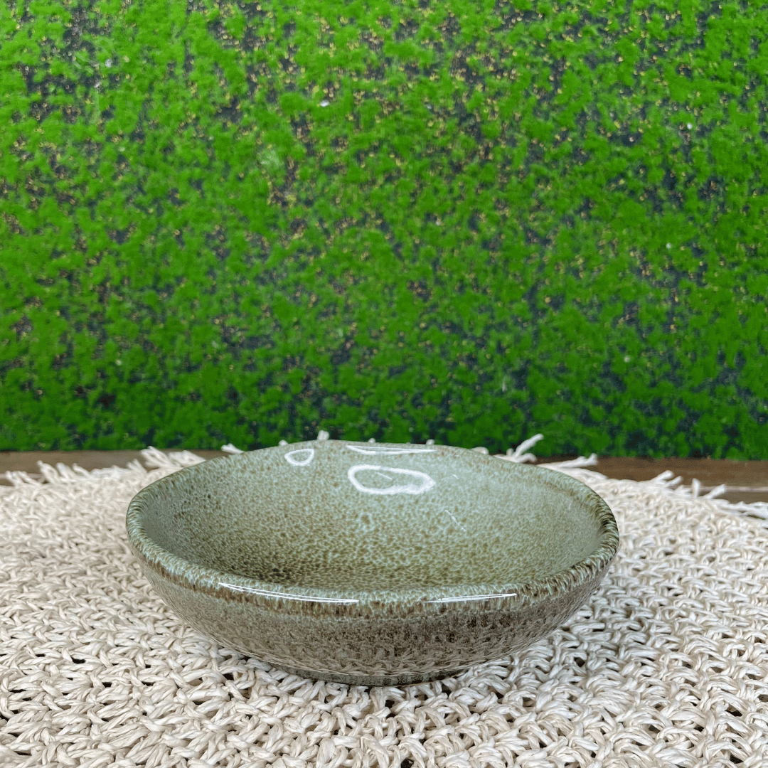 Cumbuca Oval Organico Croco Verde de Cerâmica 14,5x12cm