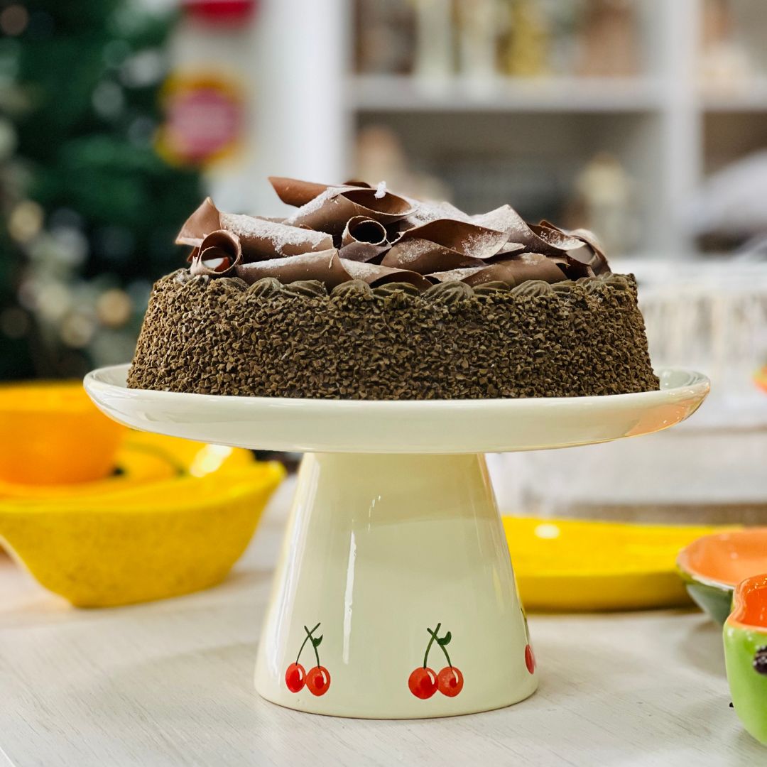 Prato Com Pé Cone Cereja Tutti-frutti - 13,5x26,5