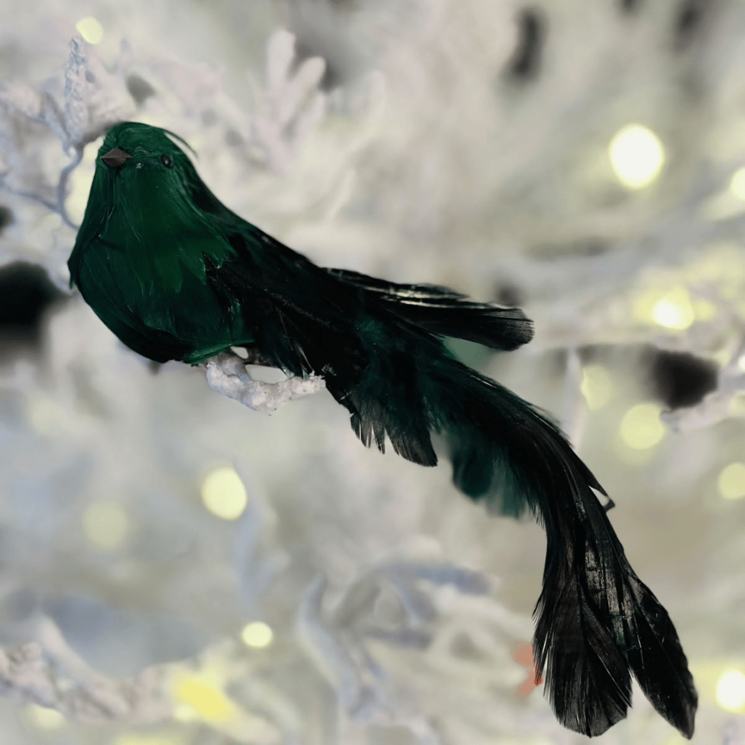 Pássaro Natalino Verde 20cm - Com Clip
